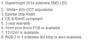 product-291-138 Sideview 3014 led strip short parameters