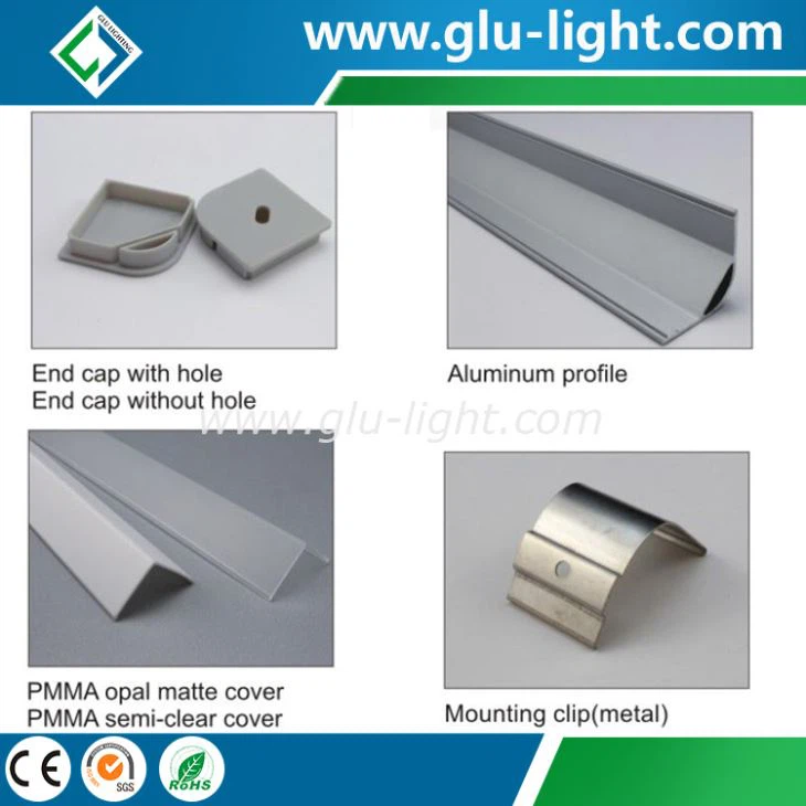 Aluminium Corner LED Profile with milky diffuser,Alu linear led strip